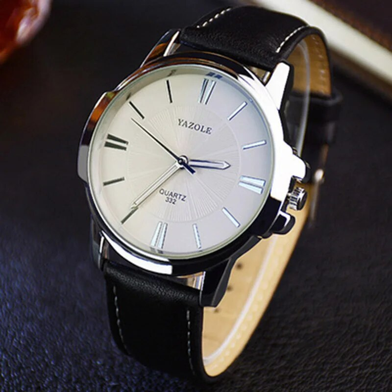 Luxuriöse blaue Glas-Leder-Uhr