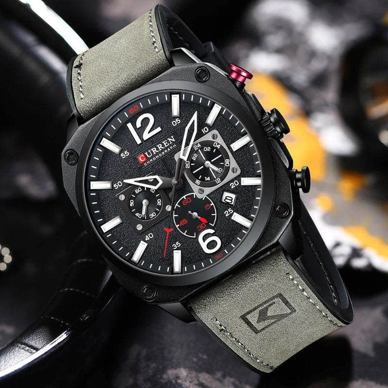Business Leder Quarz Armbanduhr