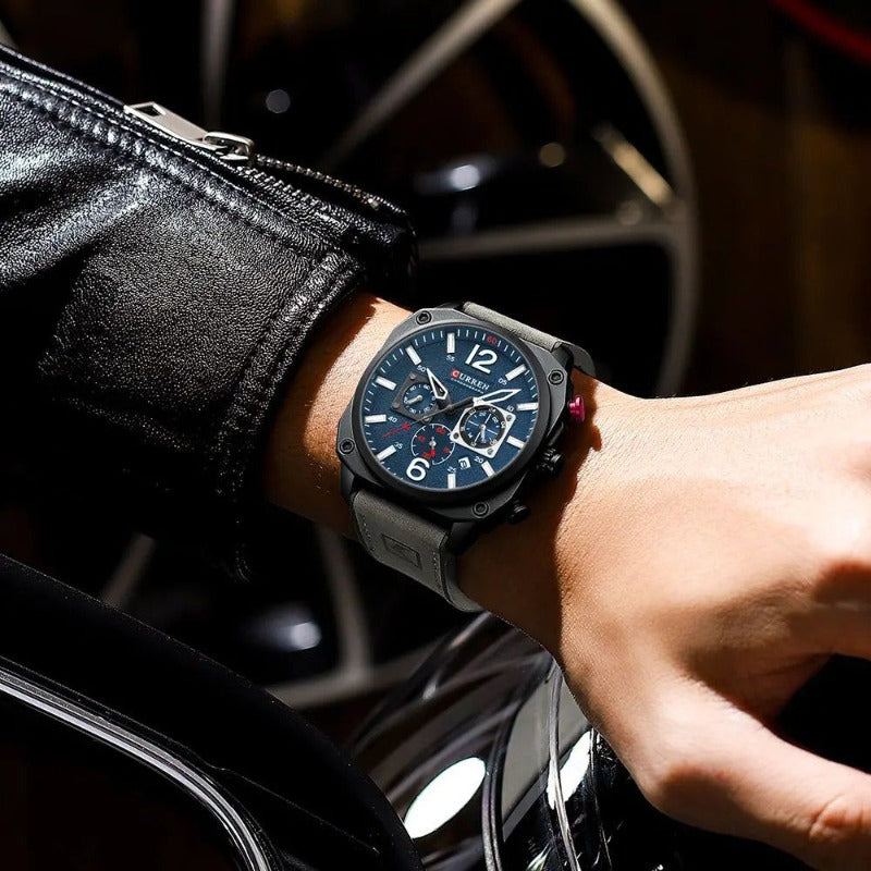 Business Leder Quarz Armbanduhr