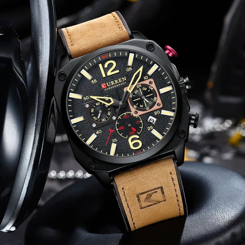 Business Leder Quarz Armbanduhr