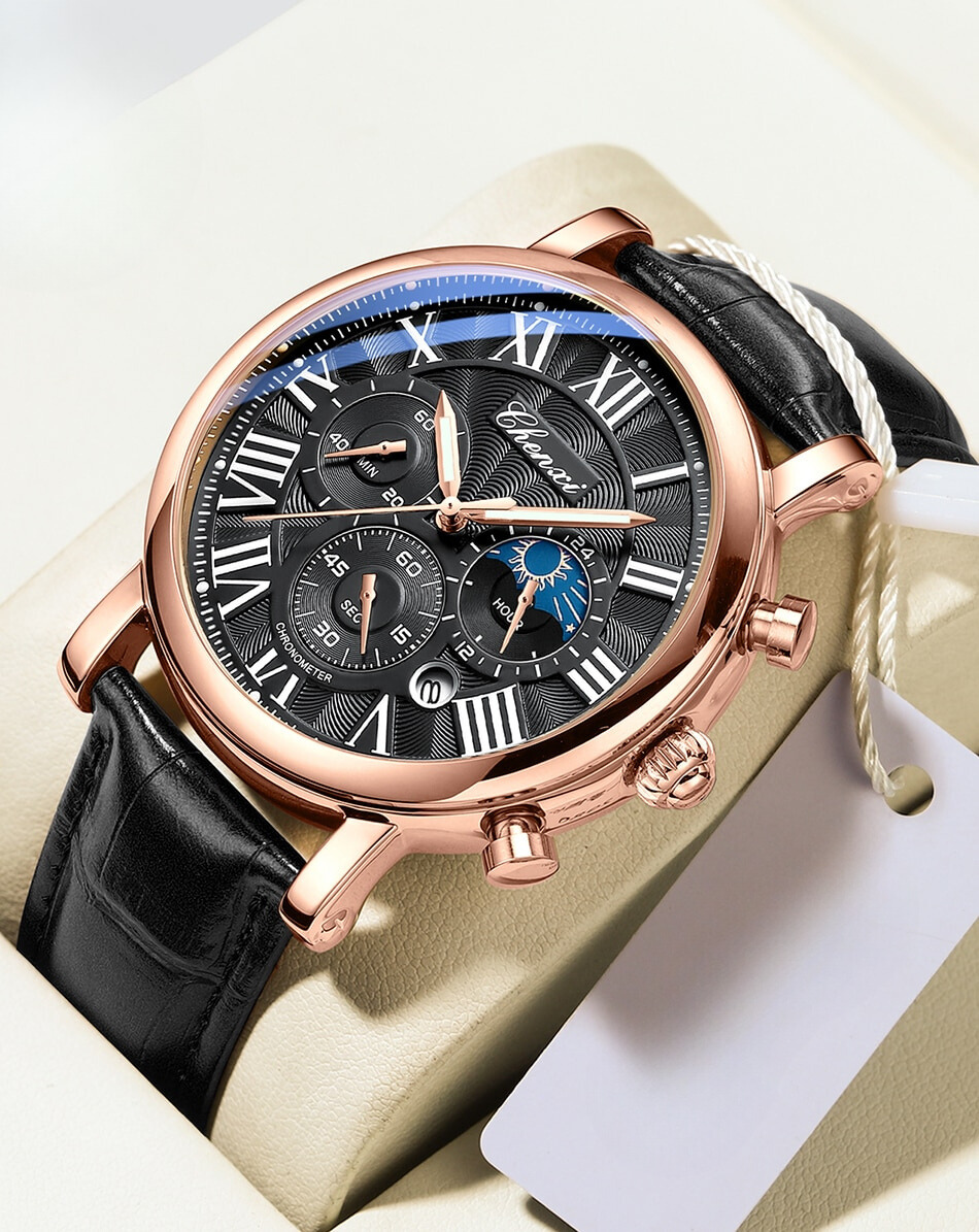 Luxus Lederarmband Quarzuhr