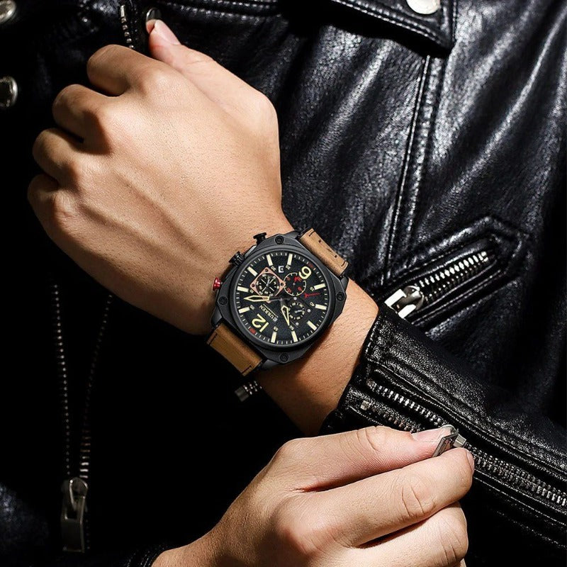 Business Leder Quarz Armbanduhr