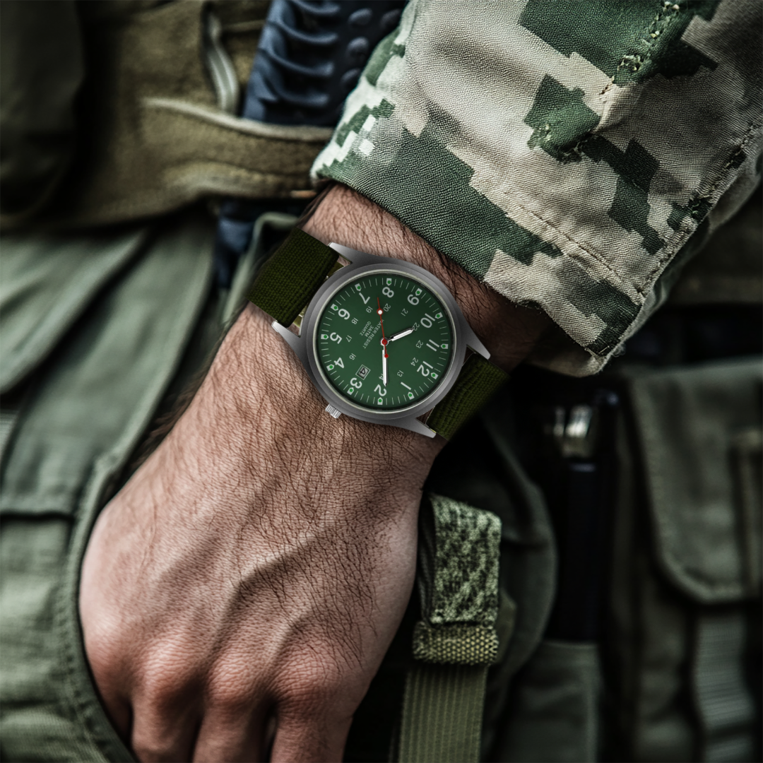 Militärisch inspiriertes lässiges Armbanduhr