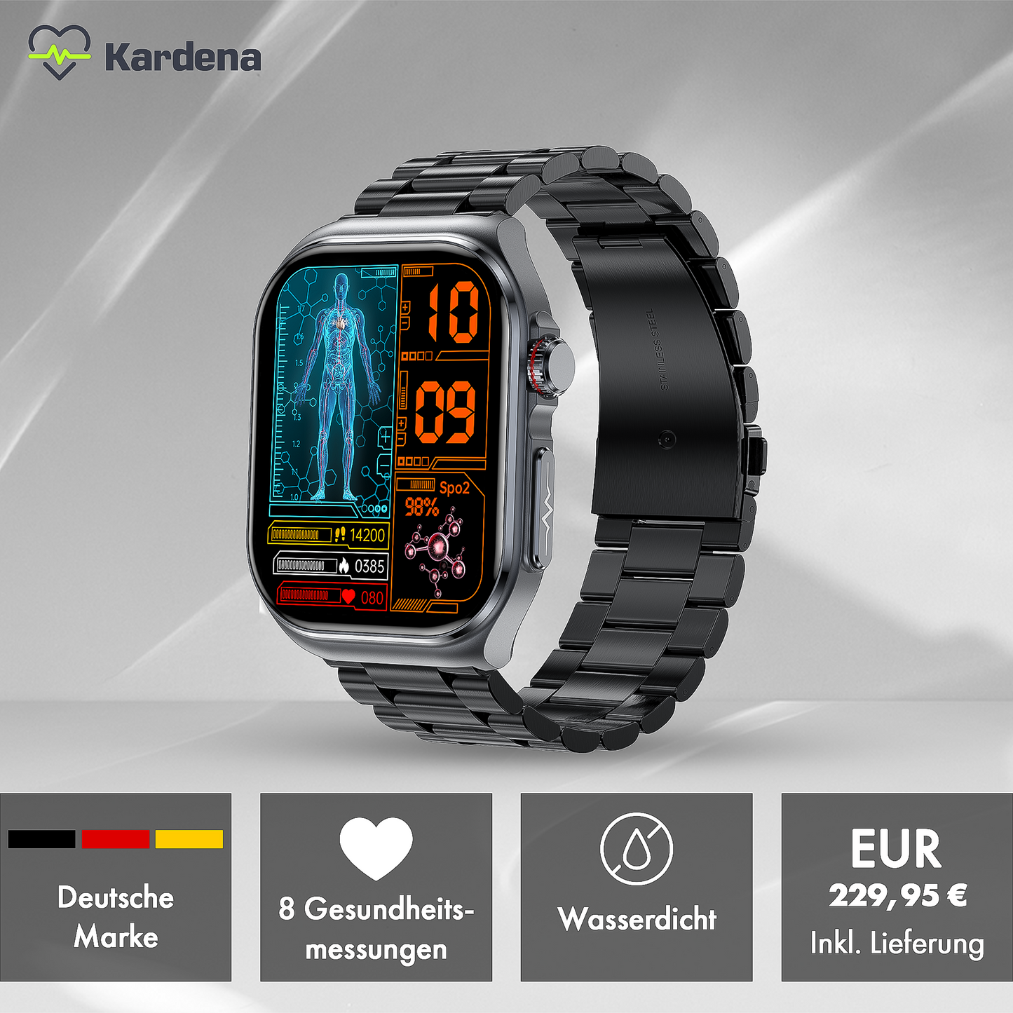 Kardena® CARE Pro 4 Plus - Intelligente Vitalmessungen mit Notfallschutz