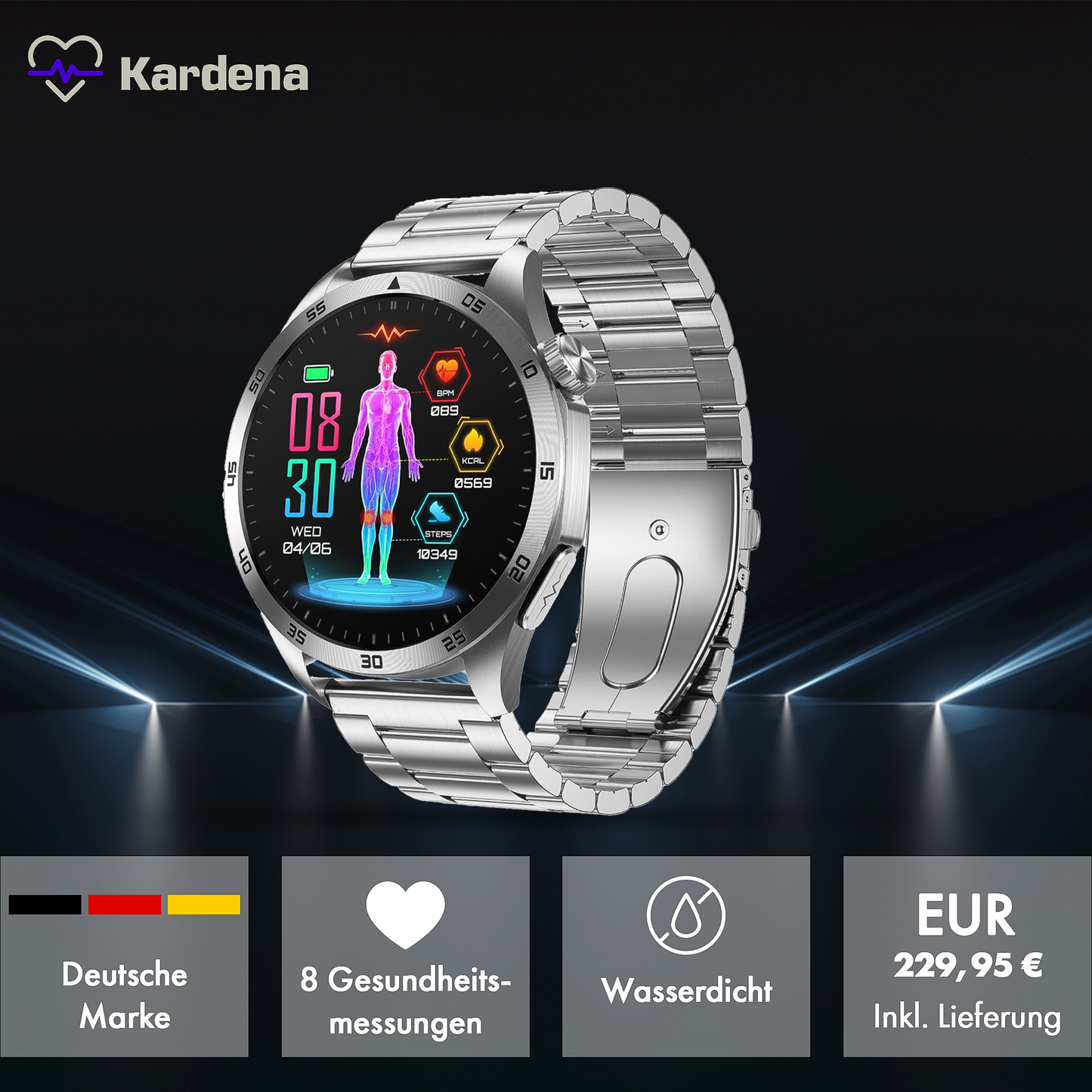 Kardena® CARE Pro 4 Plus - Intelligente Vitalmessungen mit Notfallschutz