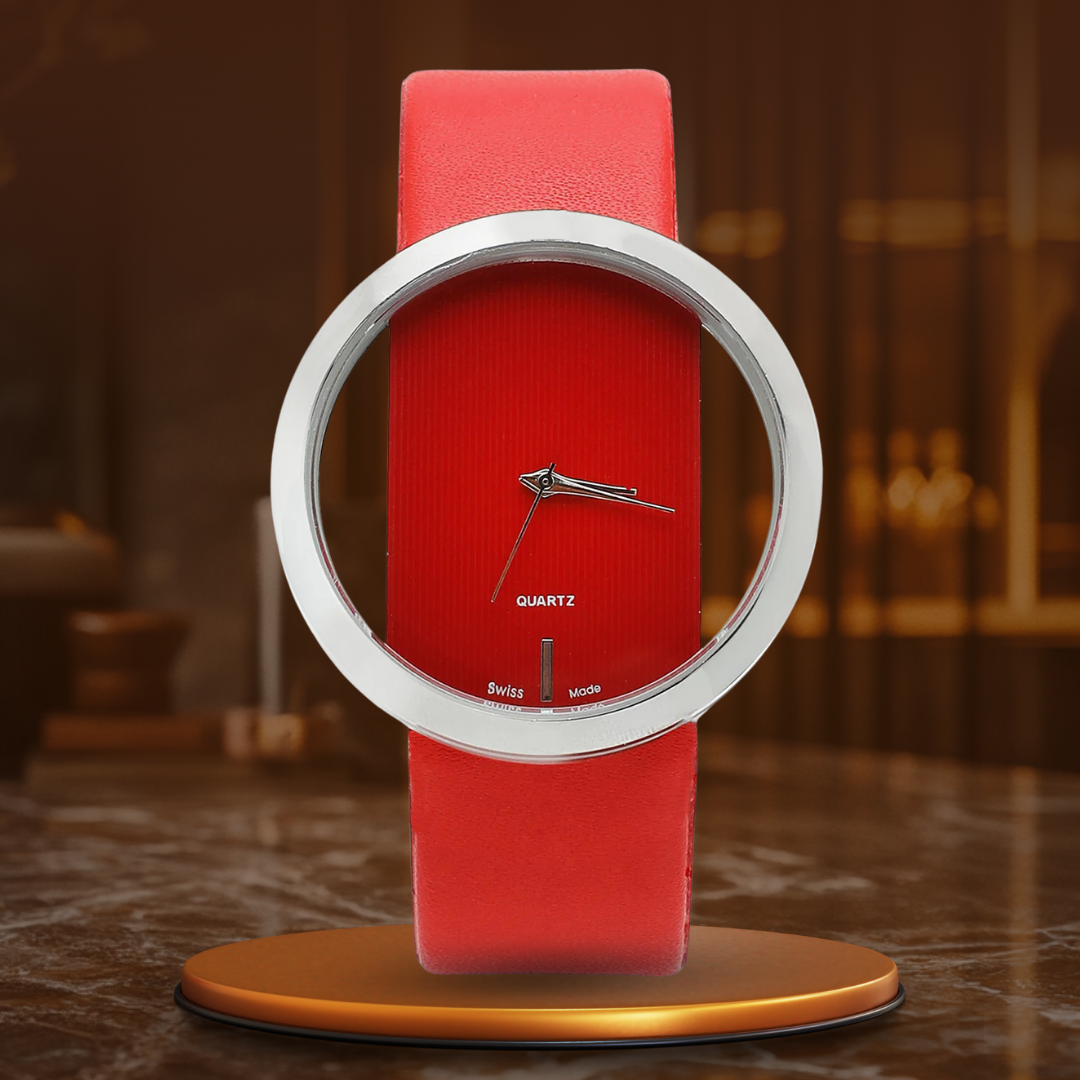 Elegante Quarz Uhr mit transparentem Zifferblatt