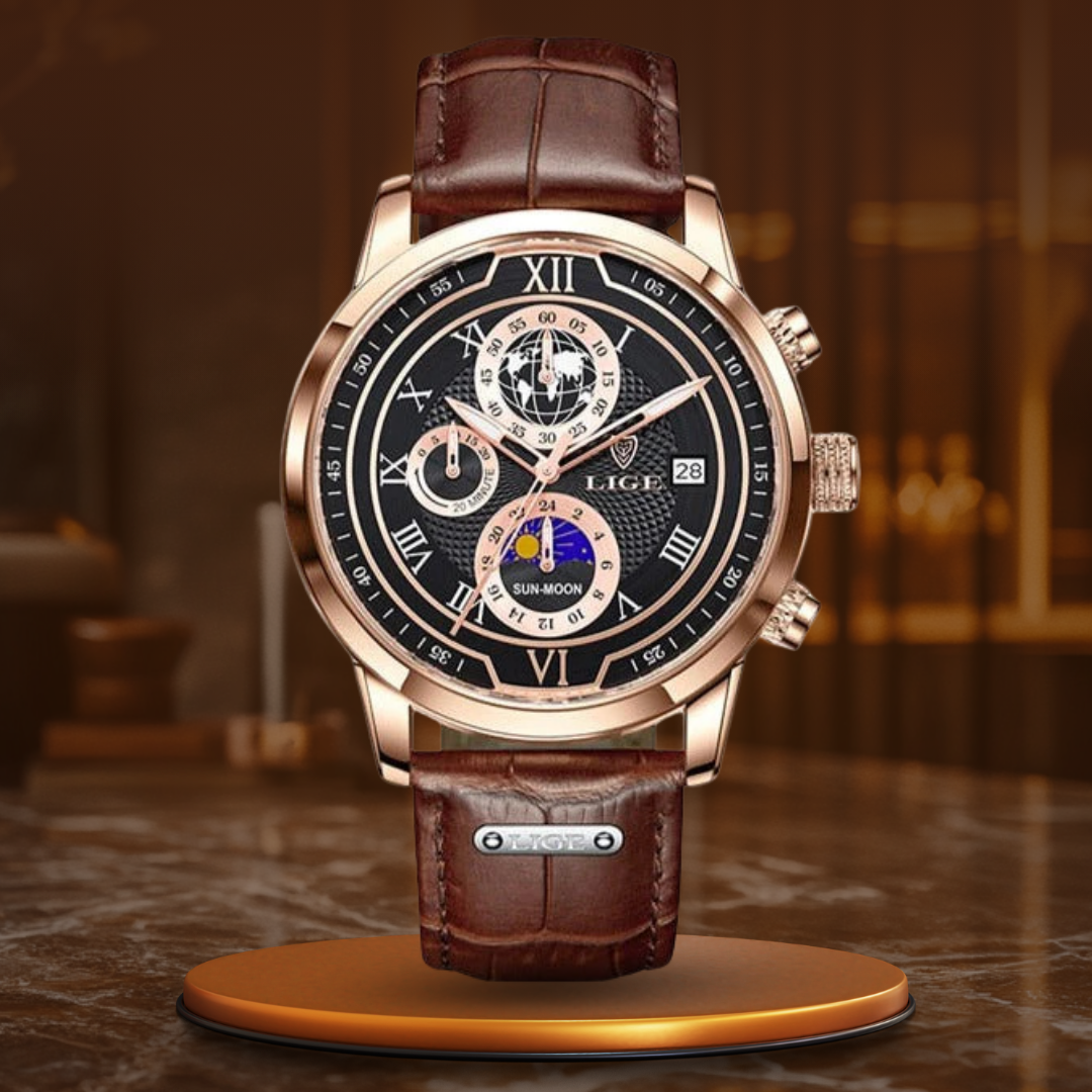 Premium Lederarmband Chronograph Uhr