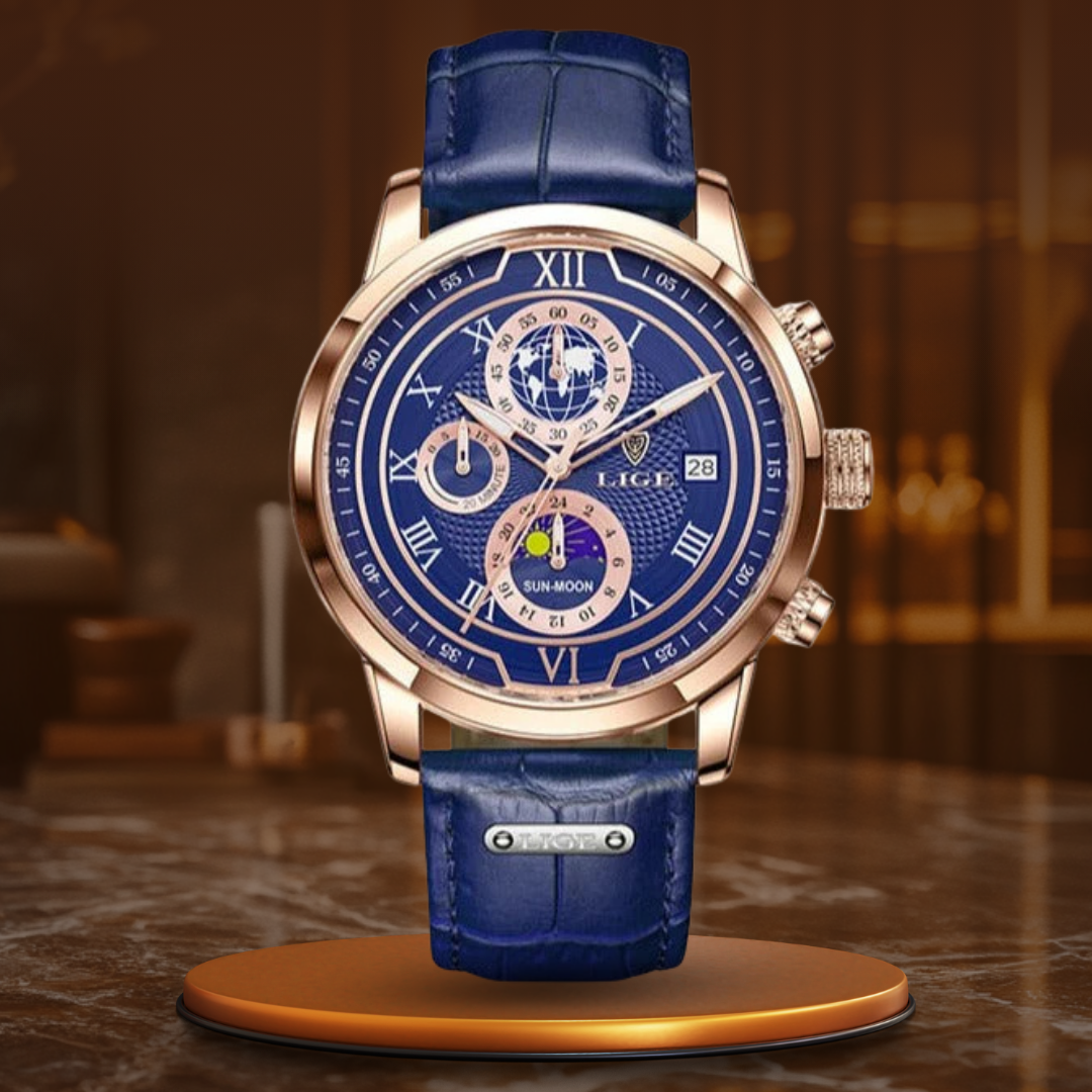 Premium Lederarmband Chronograph Uhr