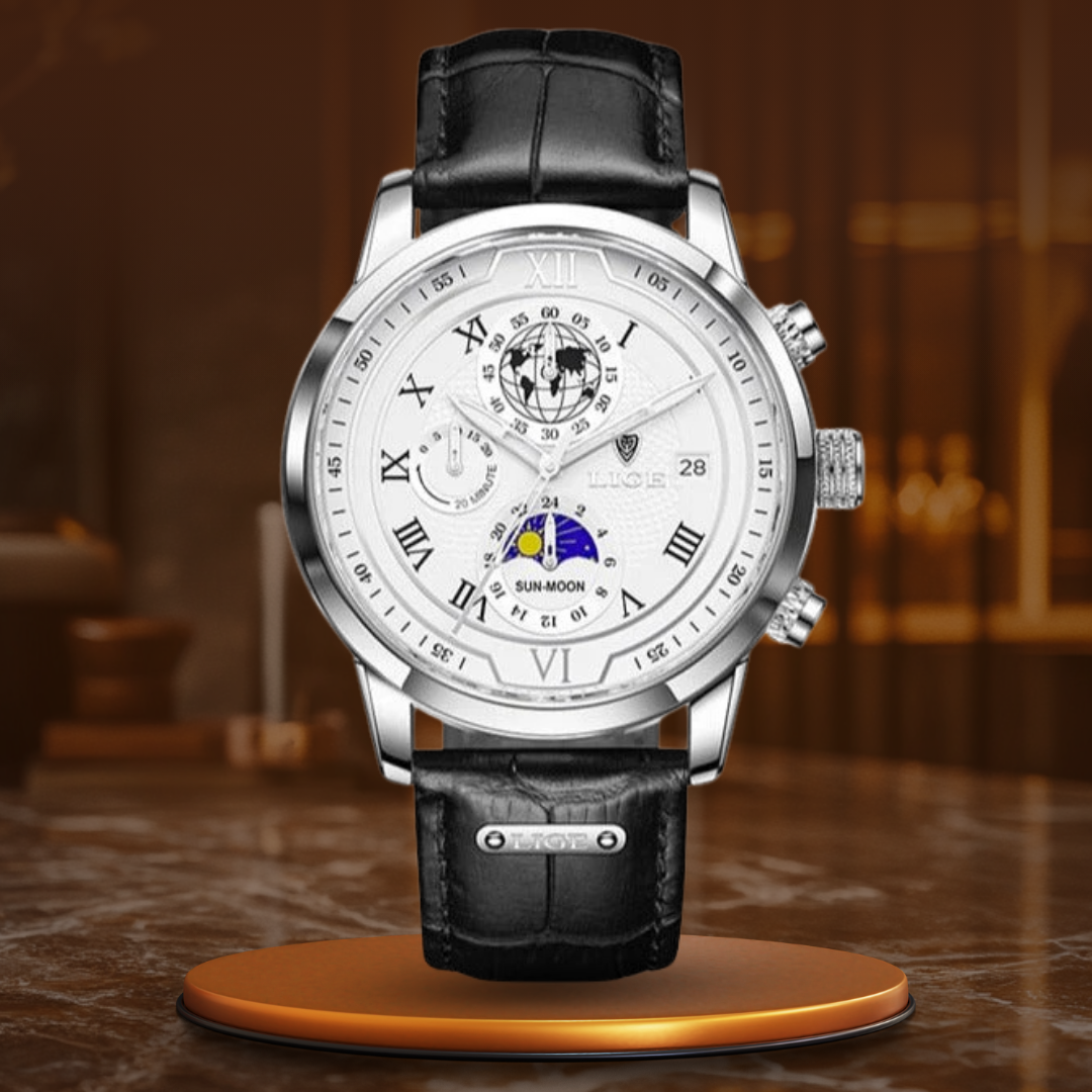 Premium Lederarmband Chronograph Uhr