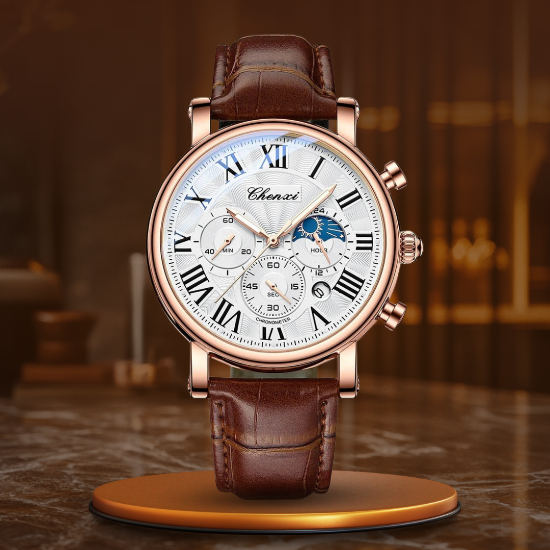 Luxus Lederarmband Quarzuhr