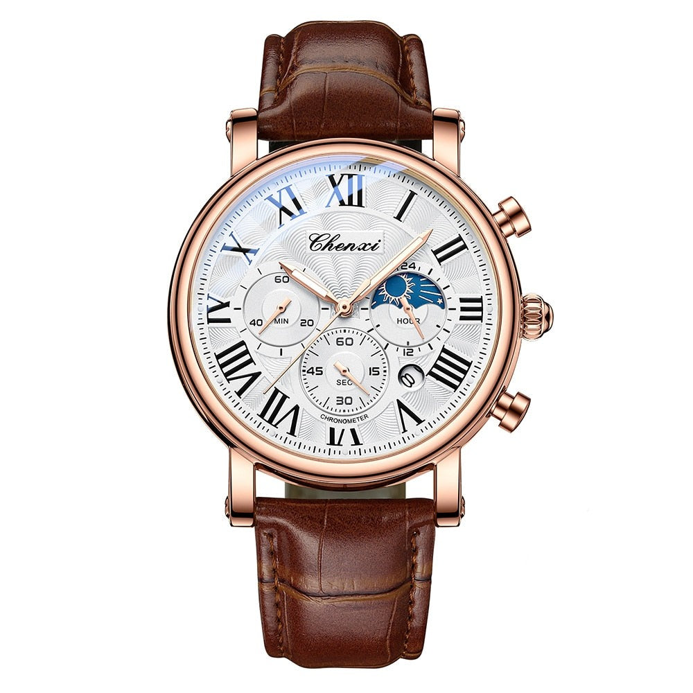 Luxus Lederarmband Quarzuhr
