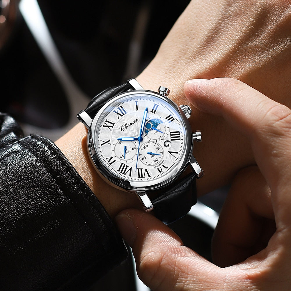 Luxus Lederarmband Quarzuhr