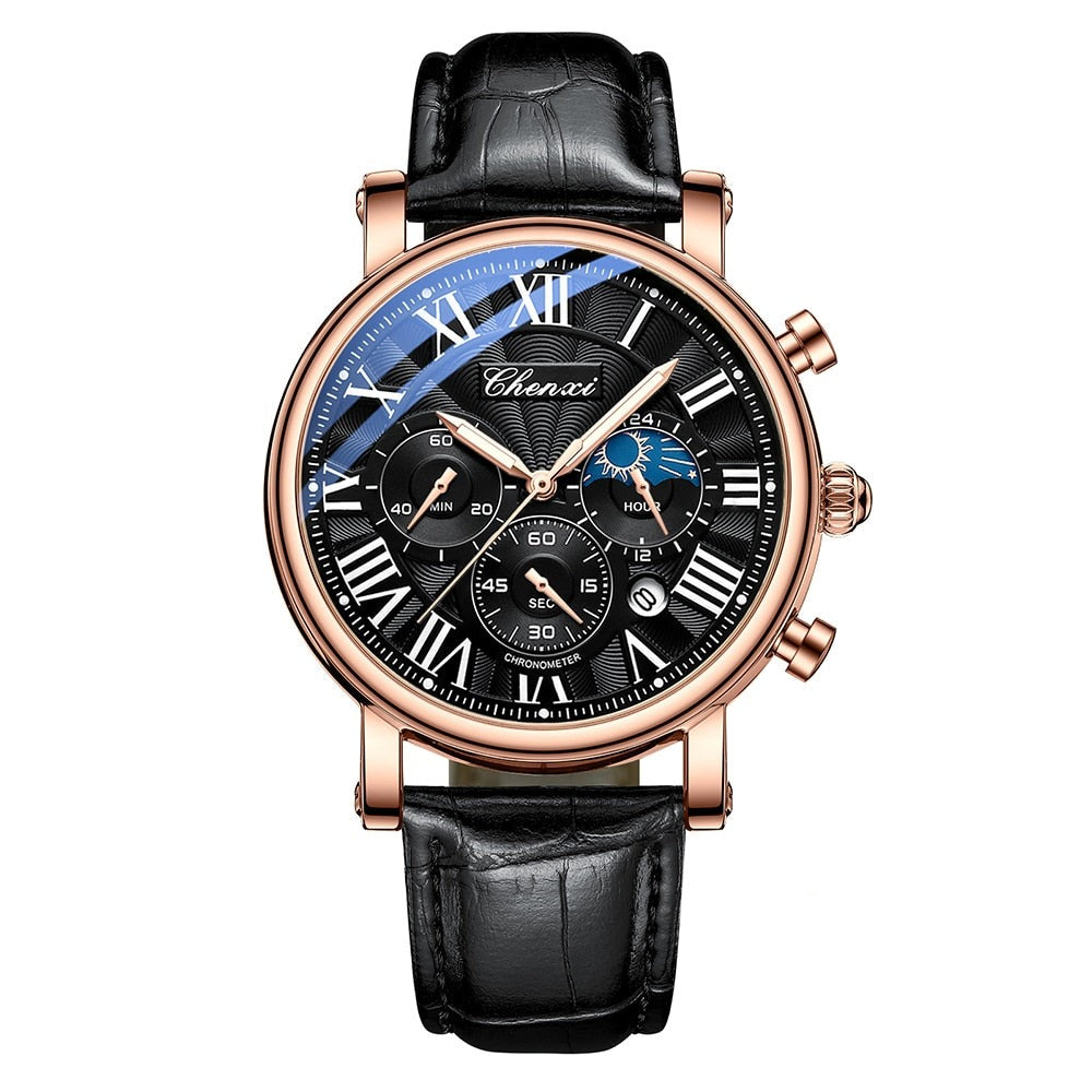 Luxus Lederarmband Quarzuhr