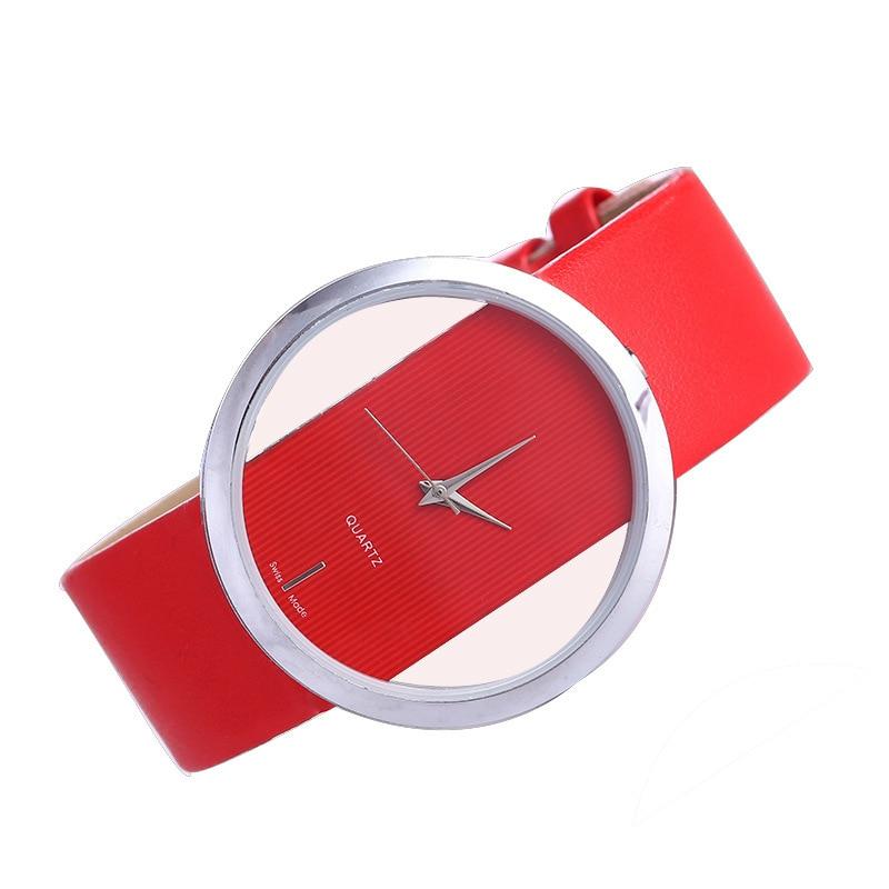 Elegante Quarz Uhr mit transparentem Zifferblatt
