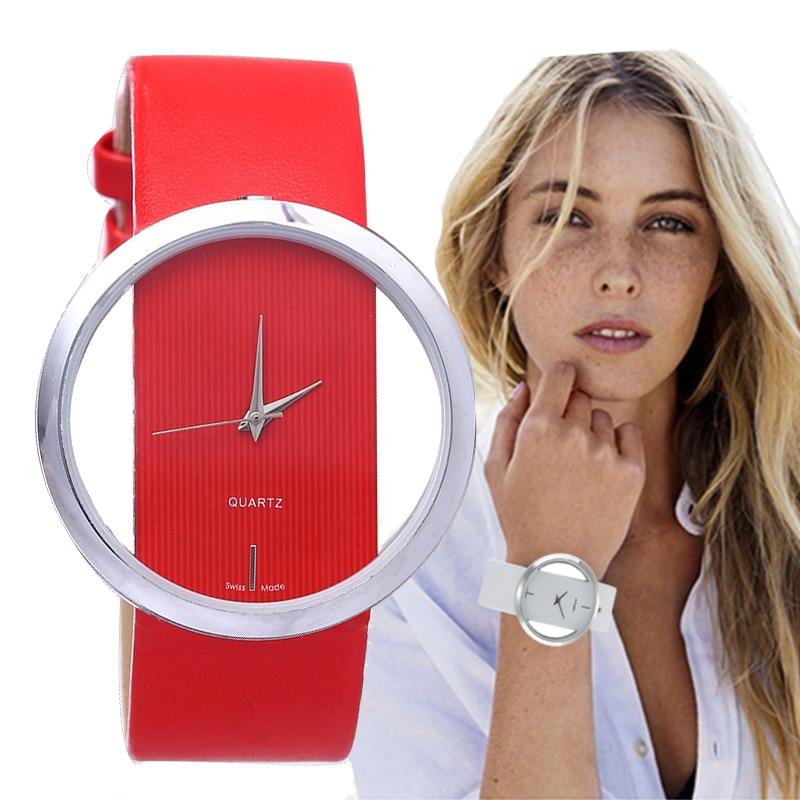 Elegante Quarz Uhr mit transparentem Zifferblatt