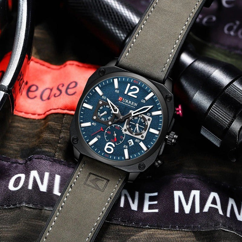 Business Leder Quarz Armbanduhr
