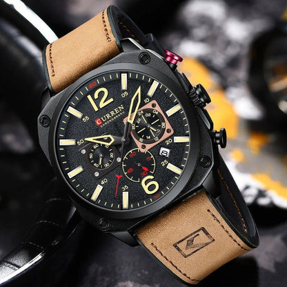 Business Leder Quarz Armbanduhr