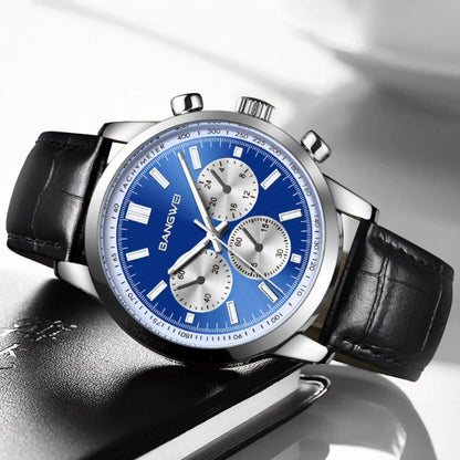Lässige Sport Militär Geschäfts Leder Quarz Uhr