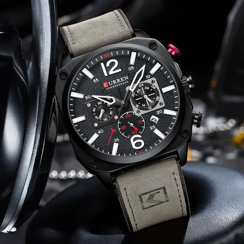 Business Leder Quarz Armbanduhr