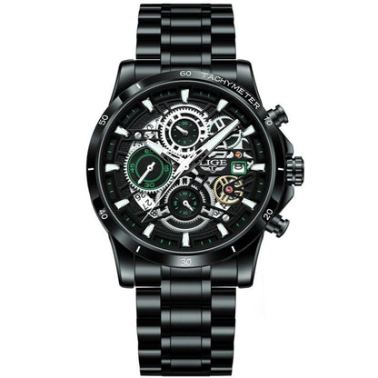 LIGE Skelett Stahl-Uhr - Kühnes und Stylisches Design