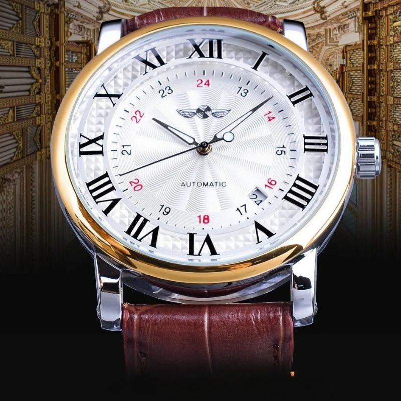 Modische Luxus-Leder Vollautomatische Uhr