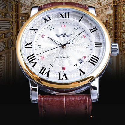 Modische Luxus-Leder Vollautomatische Uhr