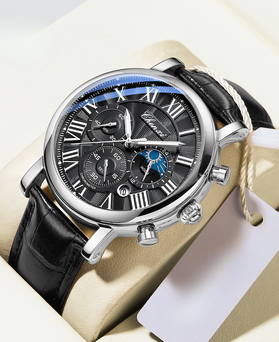 Luxus Lederarmband Quarzuhr