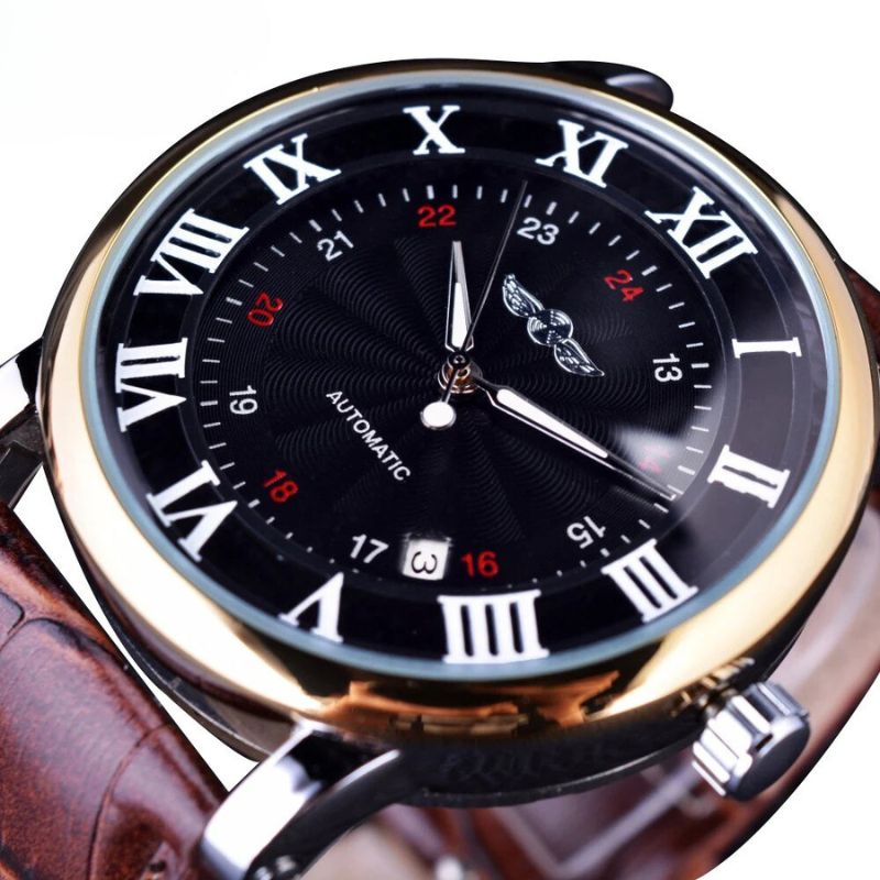 Modische Luxus-Leder Vollautomatische Uhr