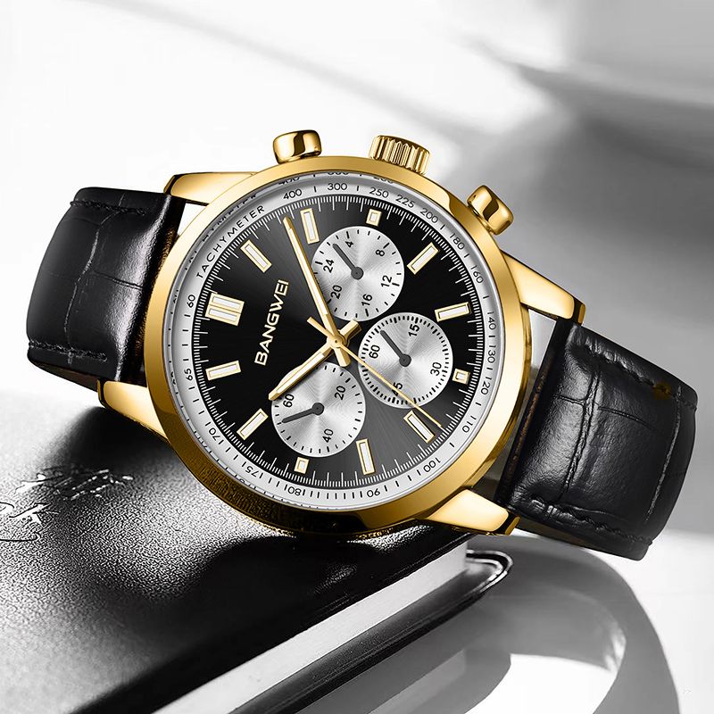 Lässige Sport Militär Geschäfts Leder Quarz Uhr