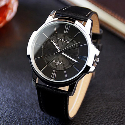 Luxuriöse blaue Glas-Leder-Uhr