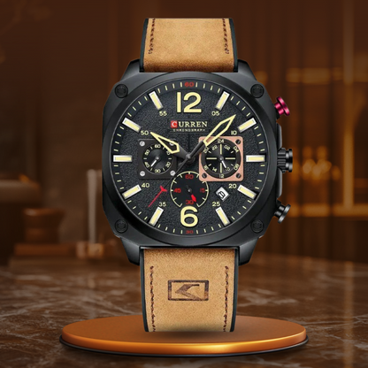 Business Leder Quarz Armbanduhr