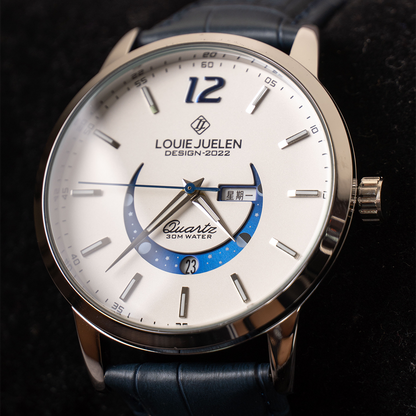 Elegante leuchtende Mondphasen-Uhr