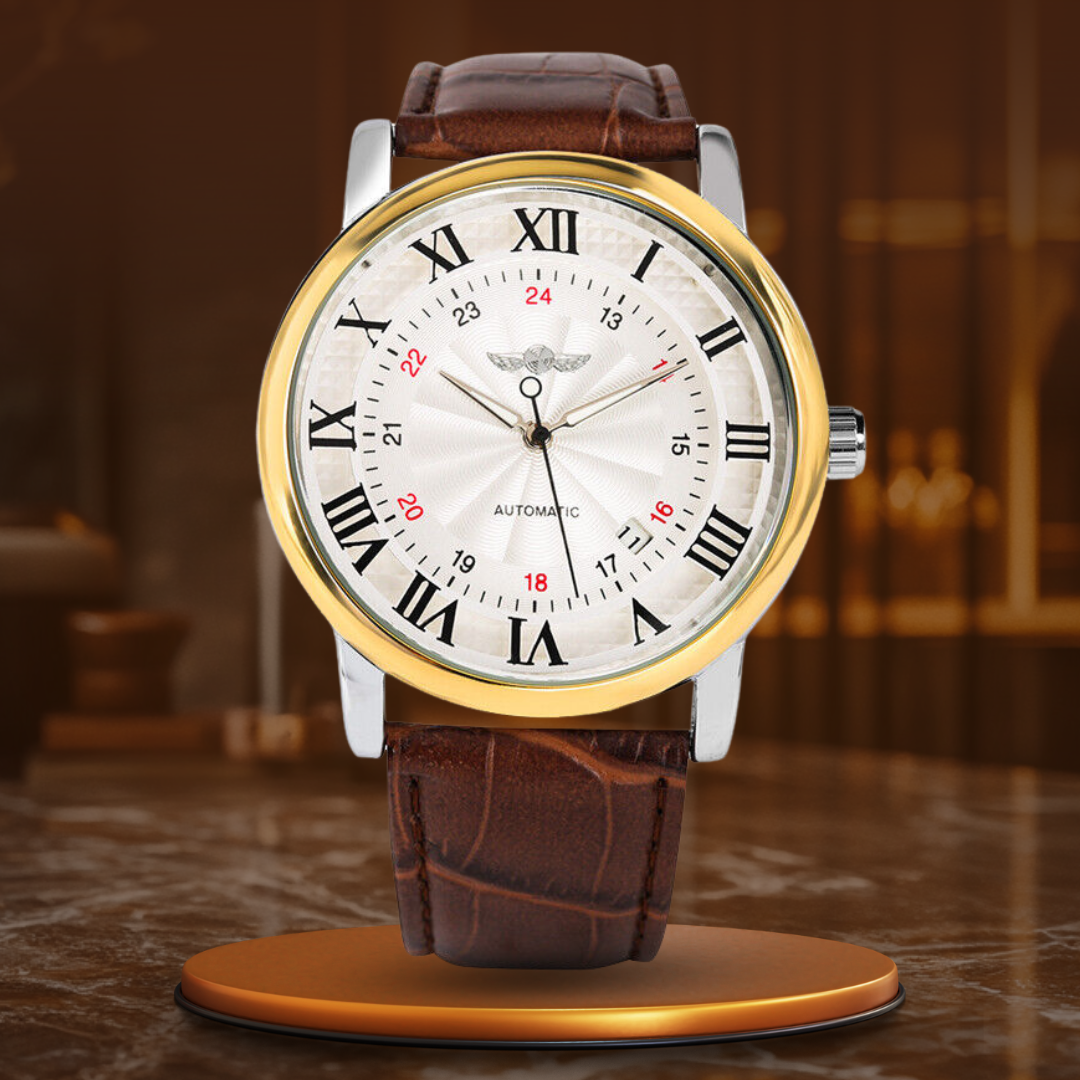 Modische Luxus-Leder Vollautomatische Uhr
