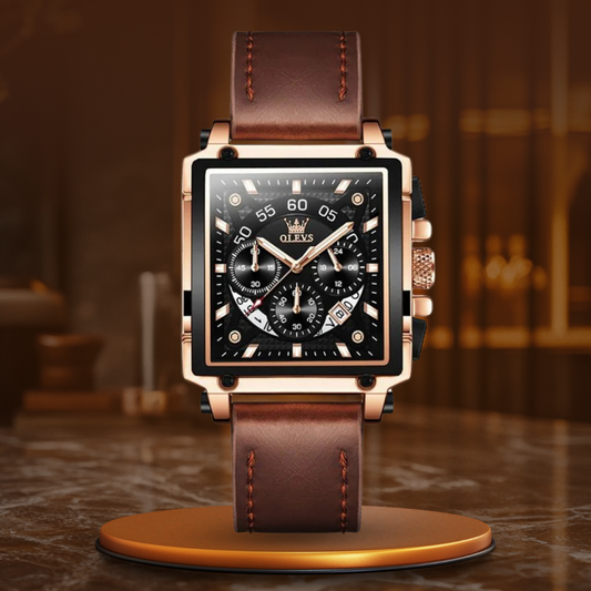 Mode Quadrat Zifferblatt Chronograph Uhr