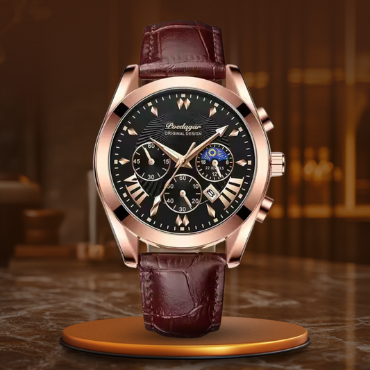 Elegante Lederarmband Luxus-Uhr