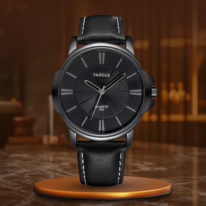 Luxuriöse blaue Glas-Leder-Uhr