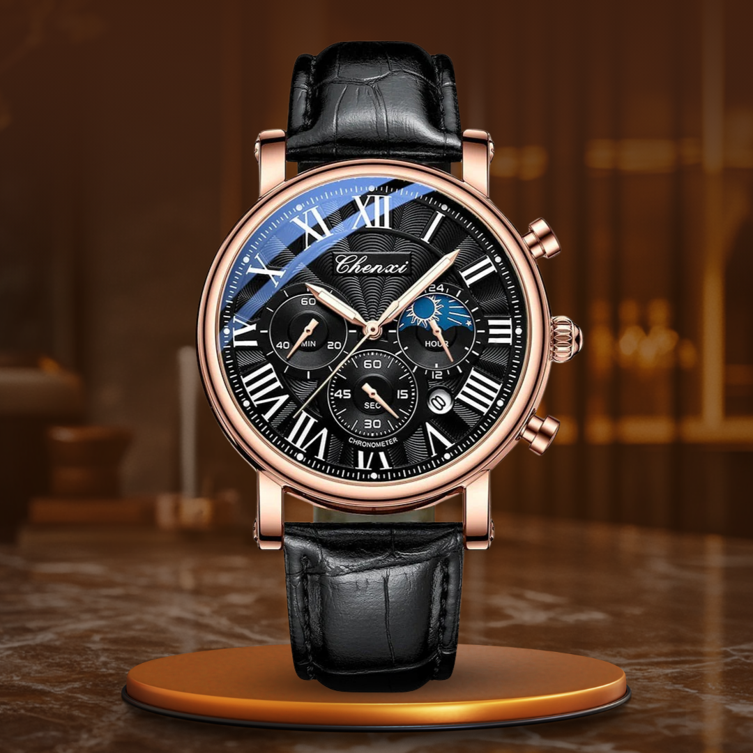Luxus Lederarmband Quarzuhr