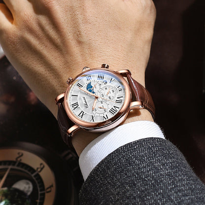 Luxus Lederarmband Quarzuhr